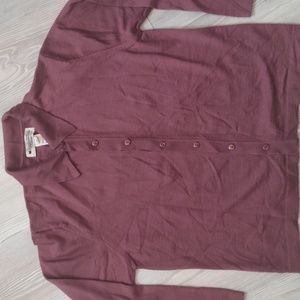 Merino wool blend Appleseed's petites button up cardigan sweater dusty rose colo